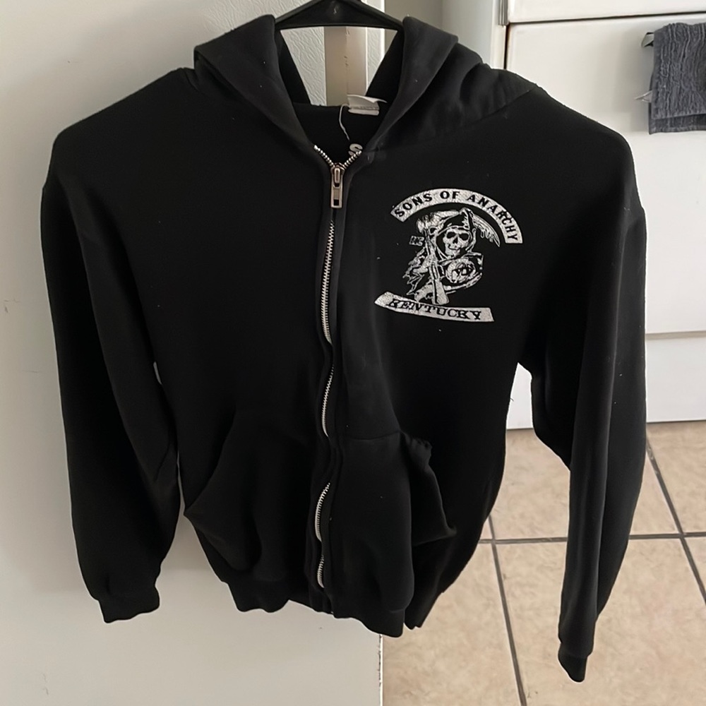 Sons Of Anarchy ( KY ) zip up hoodie , Black , Youth Small. Used